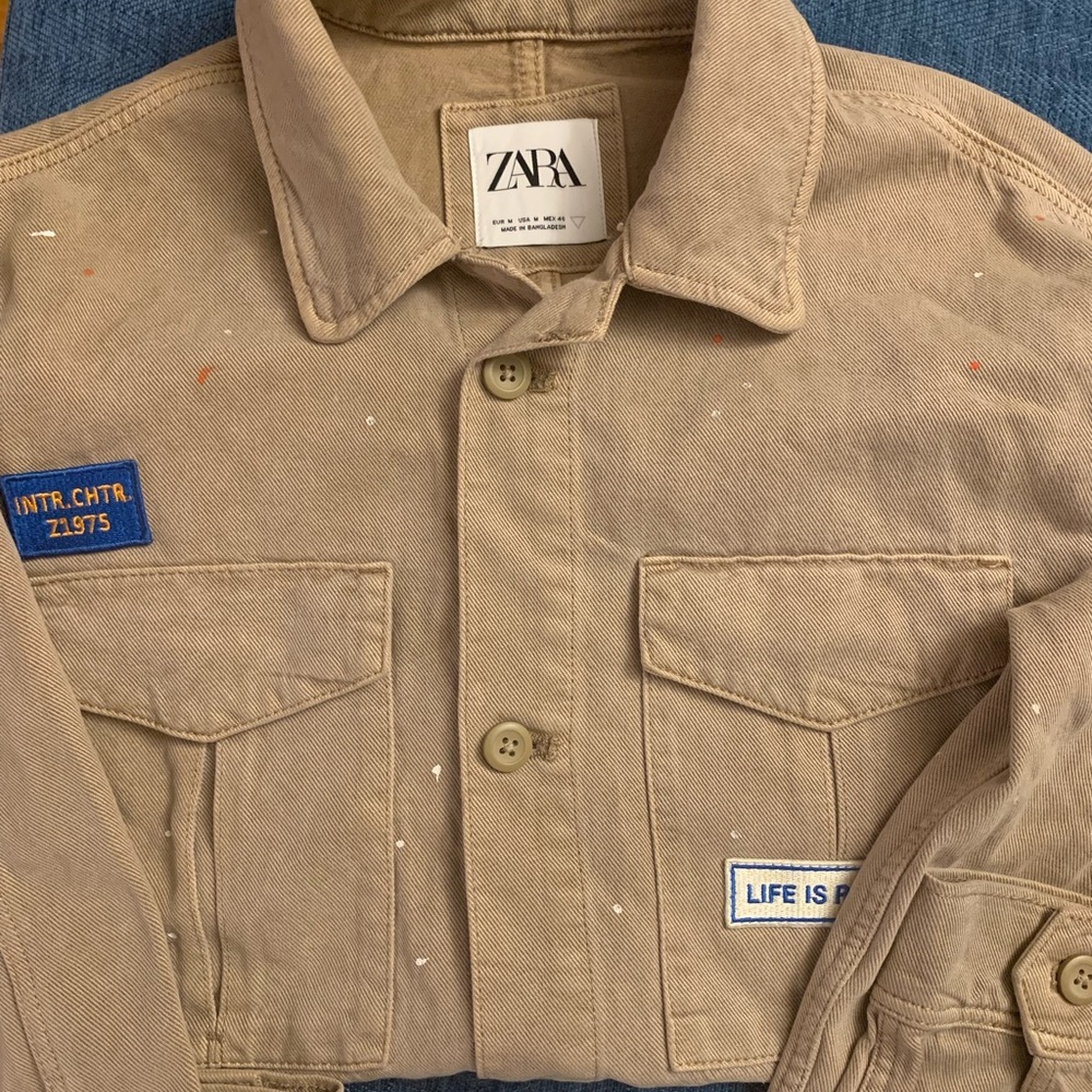 Zara khaki splatter jacket